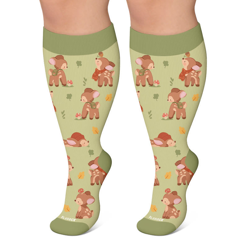 Plusock Plus Size Autumn Animal Compression Socks - Green - 4XL - image 6