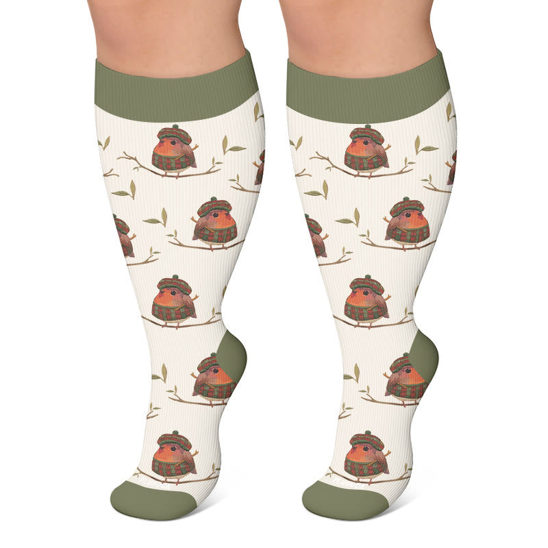 Plusock Plus Size Autumn Animal Compression Socks - Beige - 4XL - image 5