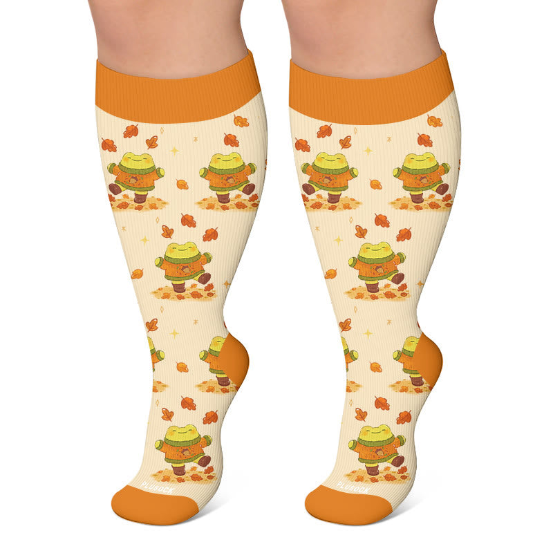 Plusock Plus Size Autumn Animal Compression Socks - Orange - 4XL - image 4