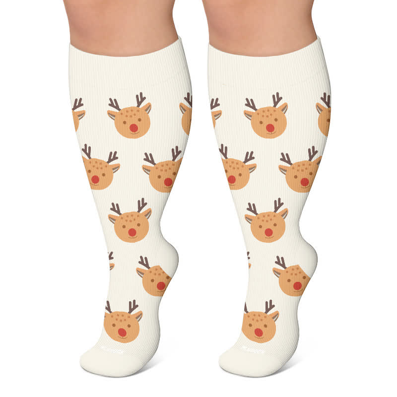 Plusock Plus Size Christmas Characters Compression Socks - White - 4XL - image 5