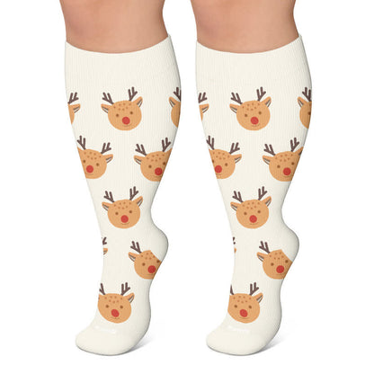 Plusock Plus Size Christmas Characters Compression Socks - White - 4XL - image 5