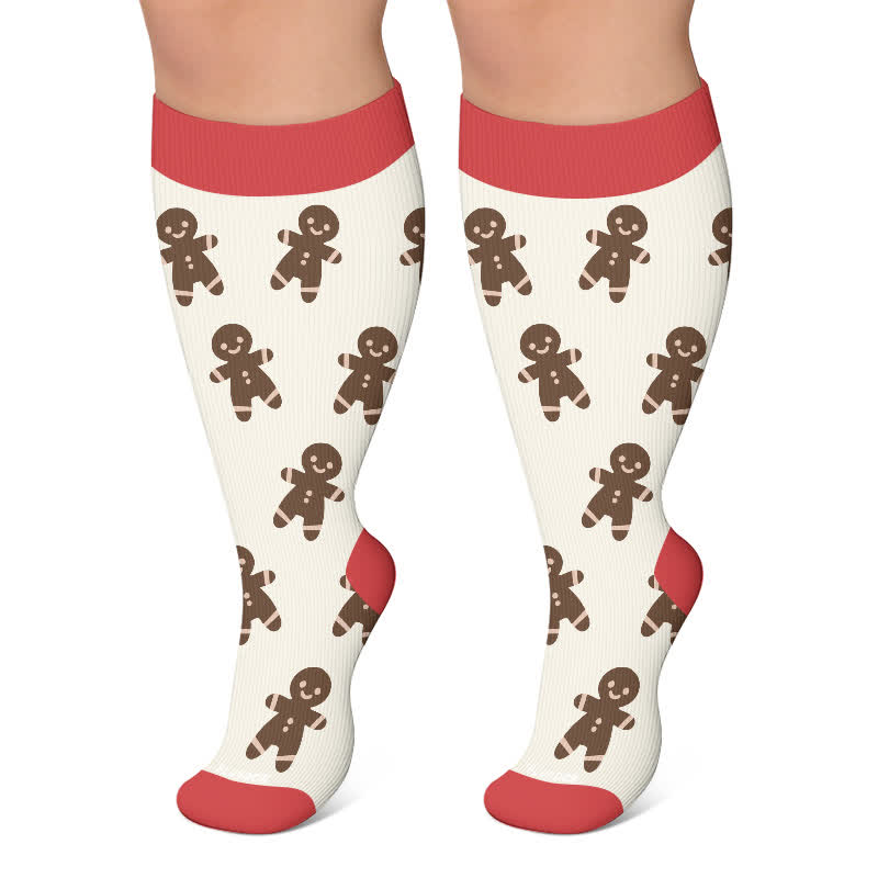 Plusock Plus Size Christmas Characters Compression Socks - Red - 4XL - image 6
