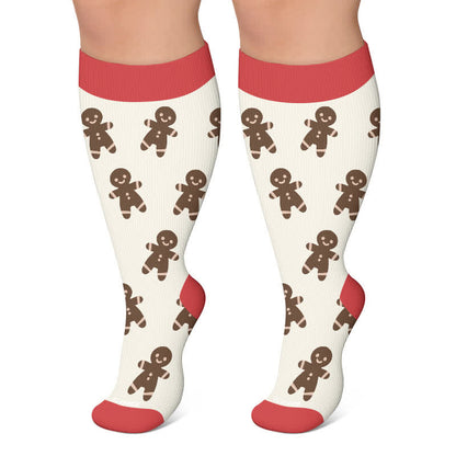 Plusock Plus Size Christmas Characters Compression Socks - Red - 4XL - image 6