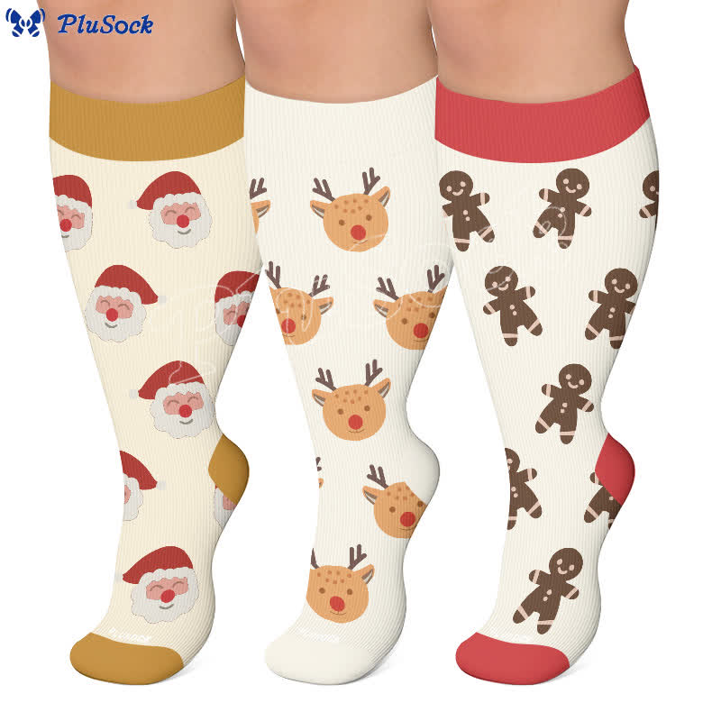 Plusock Plus Size Christmas Characters Compression Socks - image 0