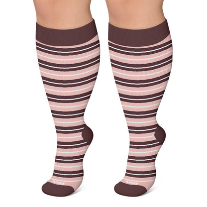 Plusock Plus Size Retro Stripe Compression Socks - Brown - 4XL - image 5