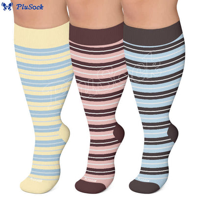 Plusock Plus Size Retro Stripe Compression Socks - image 0