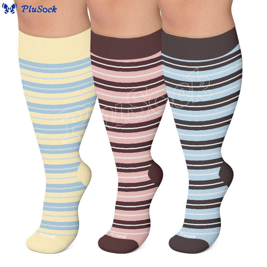 Plusock Plus Size Retro Stripe Compression Socks - image 0