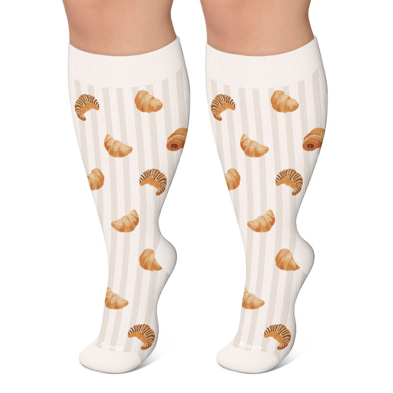 Plusock Plus Size Croissant Strawberry Compression Socks - Beige - 4XL - image 5