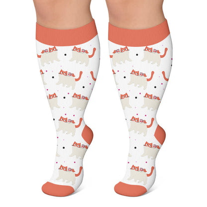 Plusock Plus Size Playful Cat Compression Socks - Red - 4XL - image 6