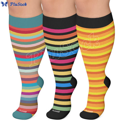 Plusock Plus Size Stripe Compression Socks - image 0