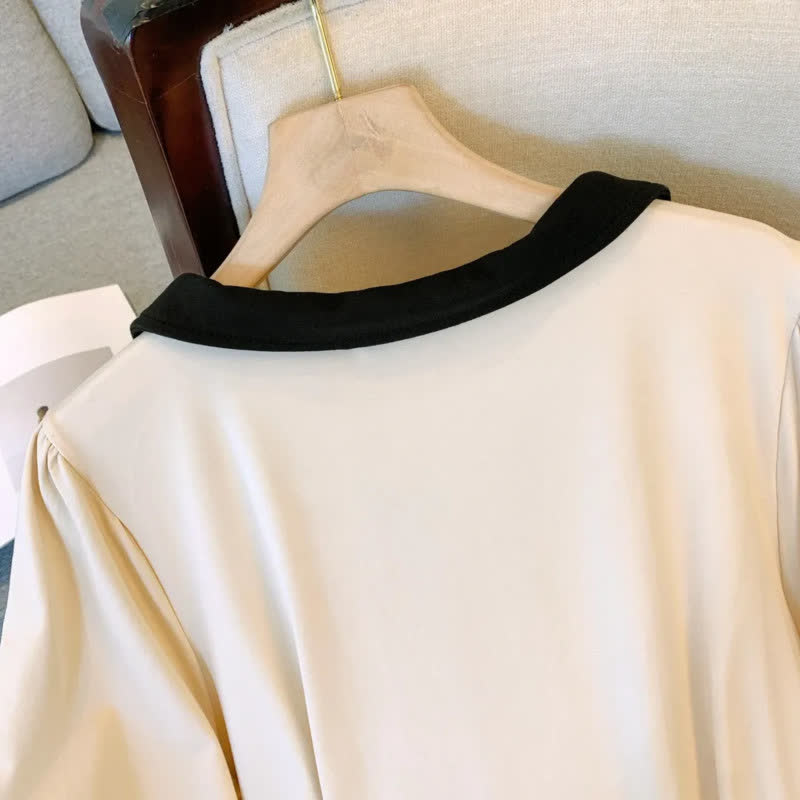 Plusock Contrast Collar Casual Midi Dress - image 5