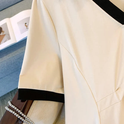 Plusock Contrast Collar Casual Midi Dress - image 6
