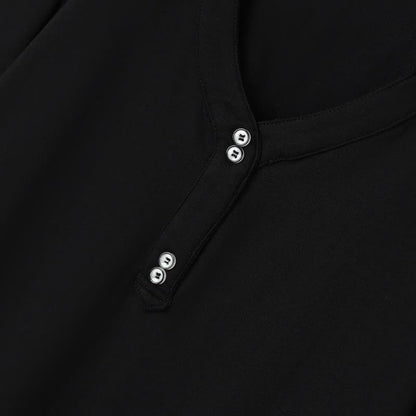 Plusock Plus Size Buttoned V Neck Cotton Blend Blouse - image 4