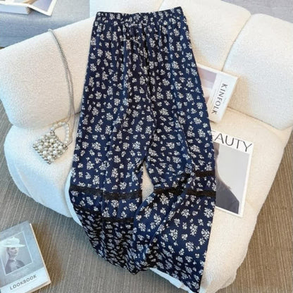 Plusock Plus Size Lace Hem Top and Navy Floral Pants Set - image 4