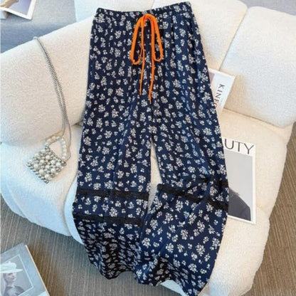 Plusock Plus Size Lace Hem Top and Navy Floral Pants Set - Pants - 6XL - image 3