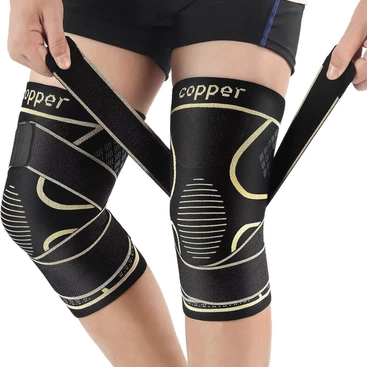 Plusock Copper Knit Compression Knee Brace - Black - 2XL - image 0