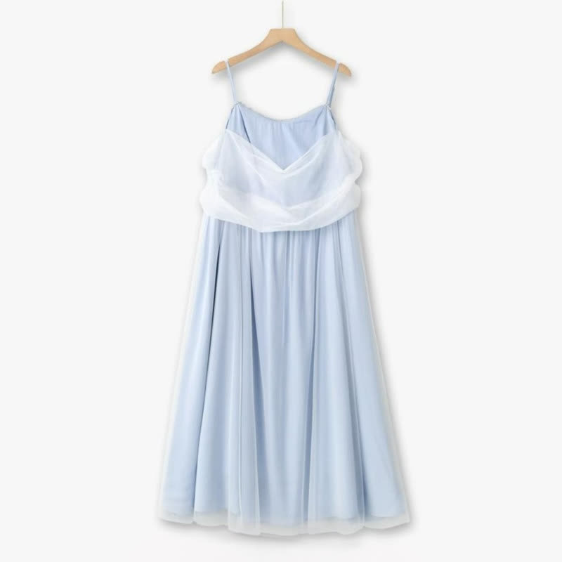 Plusock Plus Size Sheer Overlay Midi Dress - Blue - 6XL - image 0