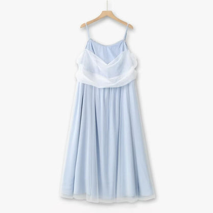 Plusock Plus Size Sheer Overlay Midi Dress - Blue - 6XL - image 0