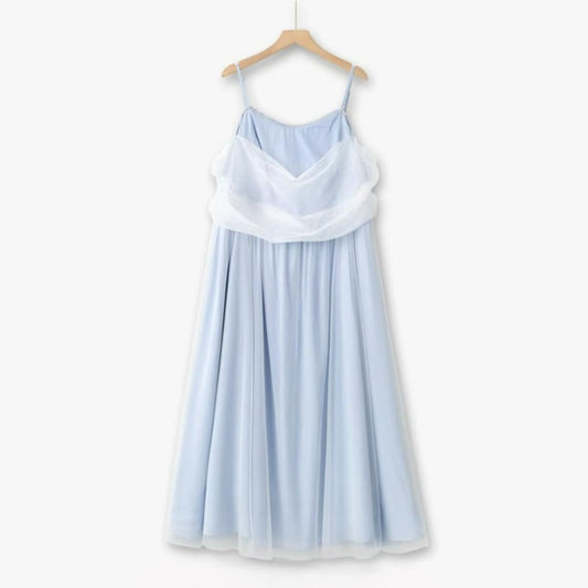Plusock Plus Size Sheer Overlay Midi Dress - Blue - 6XL - image 0