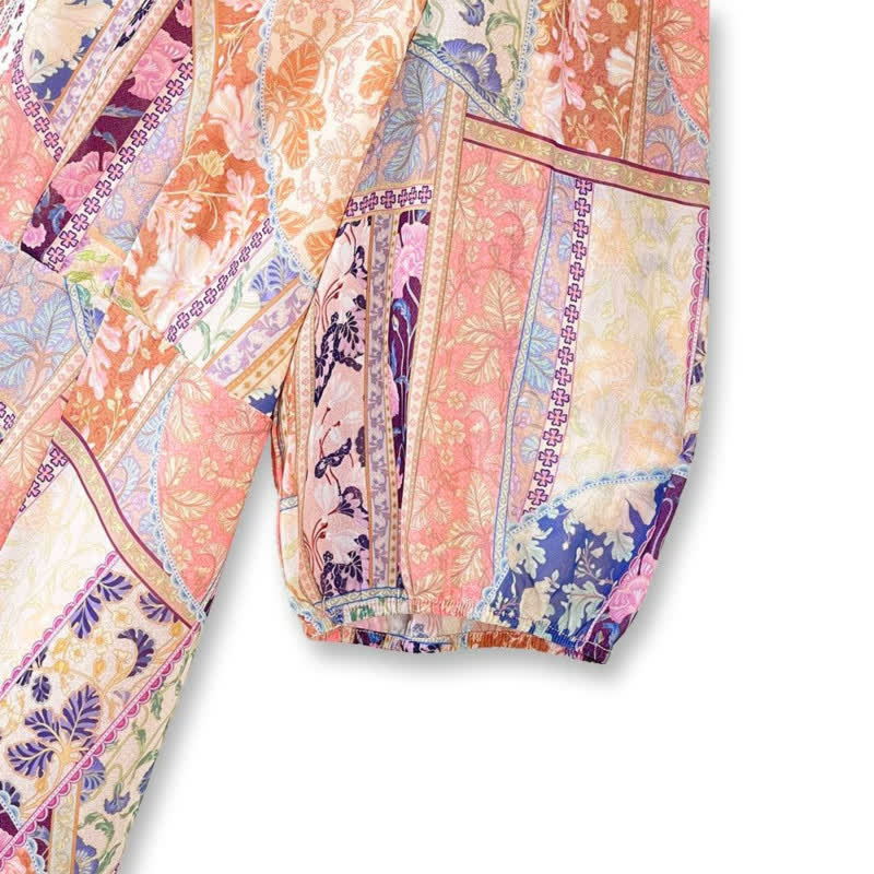Plusock Vintage Patchwork Floral Midi Dress - image 2
