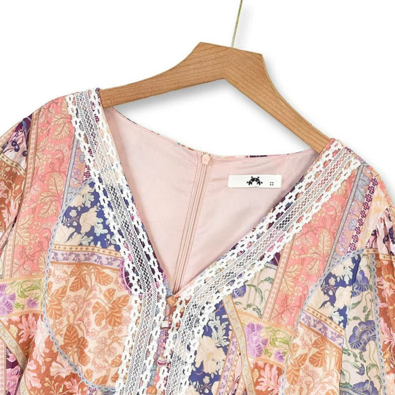 Plusock Vintage Patchwork Floral Midi Dress - image 1