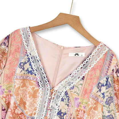Plusock Vintage Patchwork Floral Midi Dress - image 1