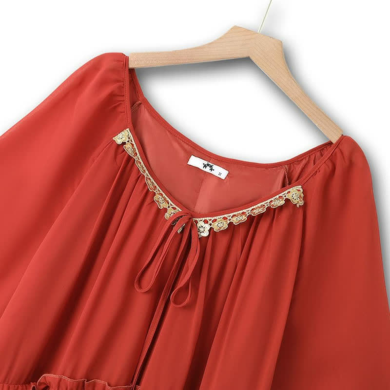 Plusock Boho Lace Trim Maxi Dress - image 1