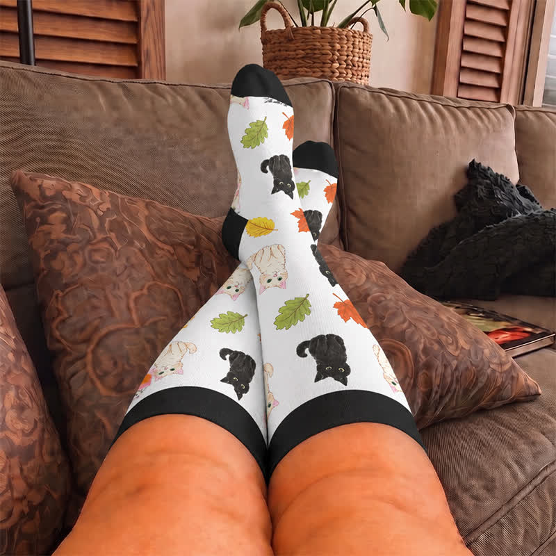 Plusock Plus Size Autumn Cat Frog Compression Socks - image 1