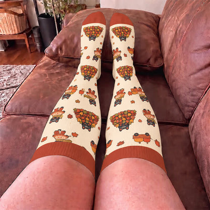 Plusock Plus Size Autumn Cat Frog Compression Socks - image 3