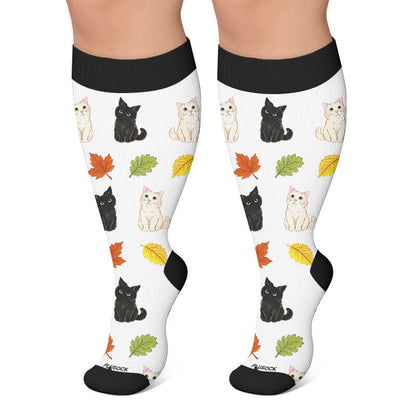 Plusock Plus Size Autumn Cat Frog Compression Socks - White - 4XL - image 5