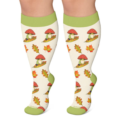 Plusock Plus Size Autumn Cat Frog Compression Socks - Green - 4XL - image 6