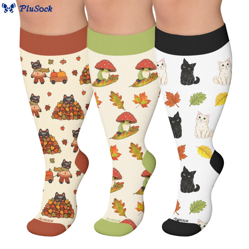 Plusock Plus Size Autumn Cat Frog Compression Socks - image 0