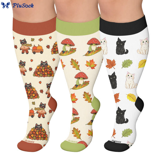 Plusock Plus Size Autumn Cat Frog Compression Socks - image 0