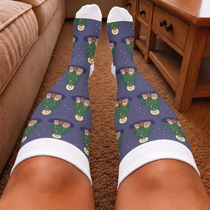 Plusock Plus Size  Christmas Cute Cat Compression Socks - image 1