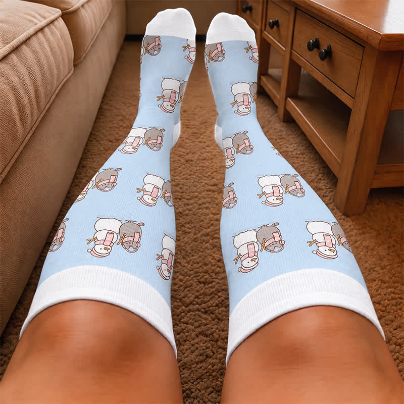 Plusock Plus Size Snowman Cat Compression Socks - image 3