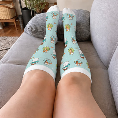 Plusock Plus Size Snowman Cat Compression Socks - image 1