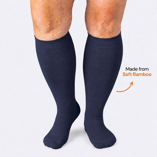 Plusock Plus Size Navy Blue Bamboo Compression Socks - image 0