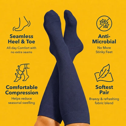 Plusock Plus Size Navy Blue Bamboo Compression Socks - image 3