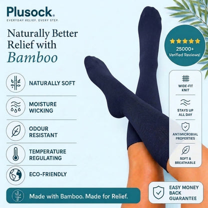 Plusock Plus Size Navy Blue Bamboo Compression Socks - image 4