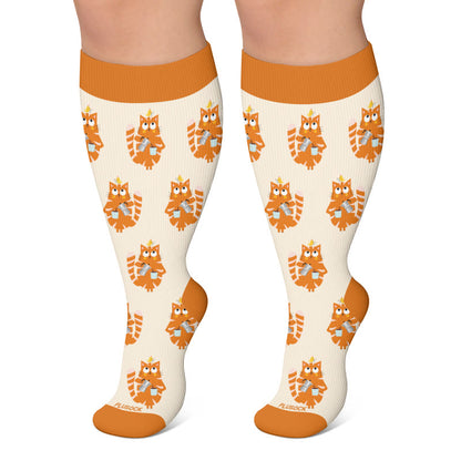 Plusock Plus Size Coffee Cat Compression Socks - Orange - 4XL - image 4
