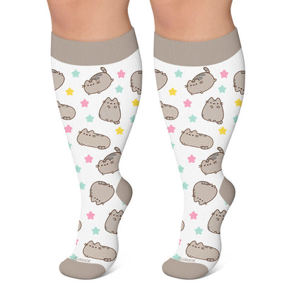 Plusock Plus Size Cute Cat Rabbit Compression Socks - White - 4XL - image 4