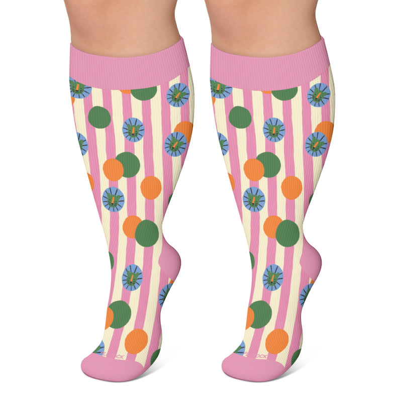 Plusock Plus Size Cute Cat Rabbit Compression Socks - Purple - 4XL - image 5