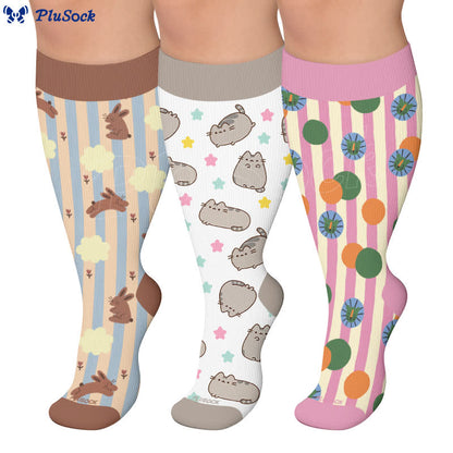 Plusock Plus Size Cute Cat Rabbit Compression Socks - image 0