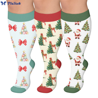 Plusock Plus Size Christmas Pattern Compression Socks - image 0