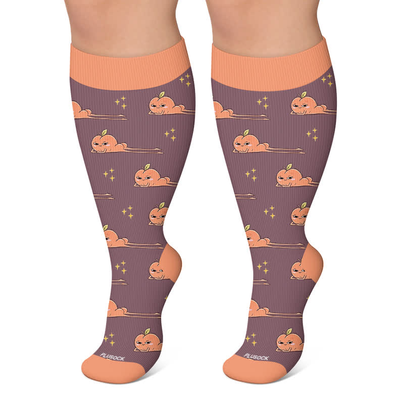 Plusock Plus Size Playful Snowmen Frogs Compression Socks - Dark Purple - 4XL - image 5
