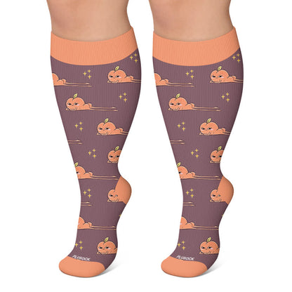 Plusock Plus Size Playful Snowmen Frogs Compression Socks - Dark Purple - 4XL - image 5