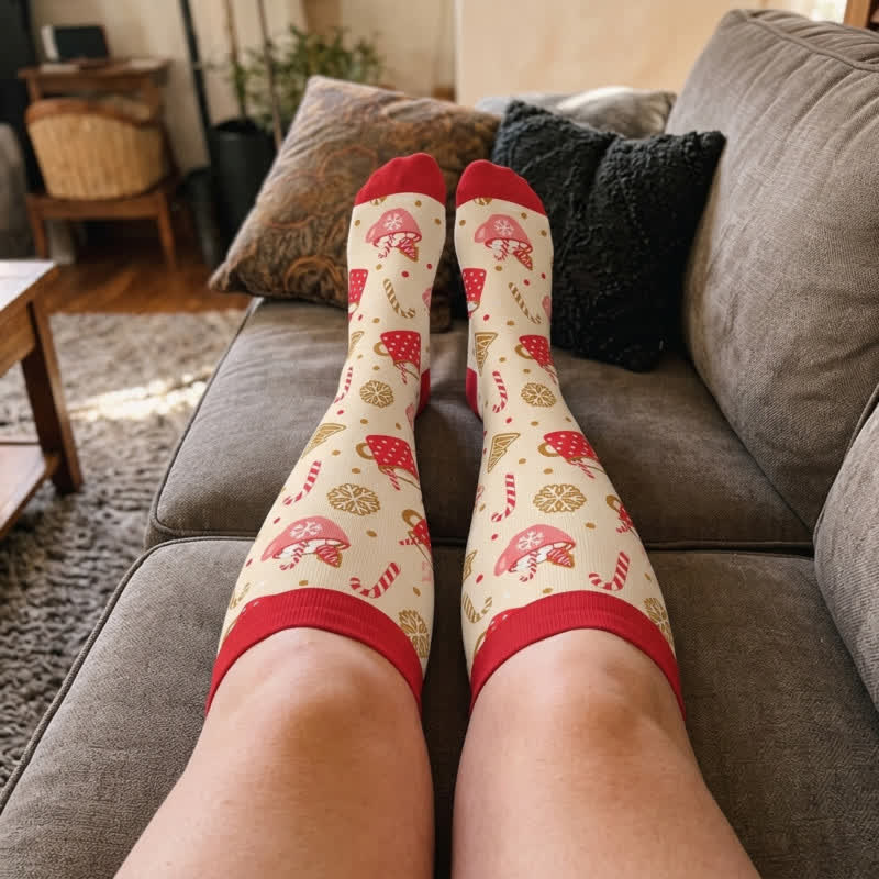 Plusock Plus Size Christmas Drinks Compression Socks - image 2
