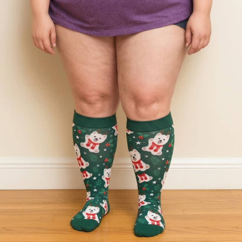Plusock Plus Size Gingerbread Dog Christmas Compression Socks - image 2