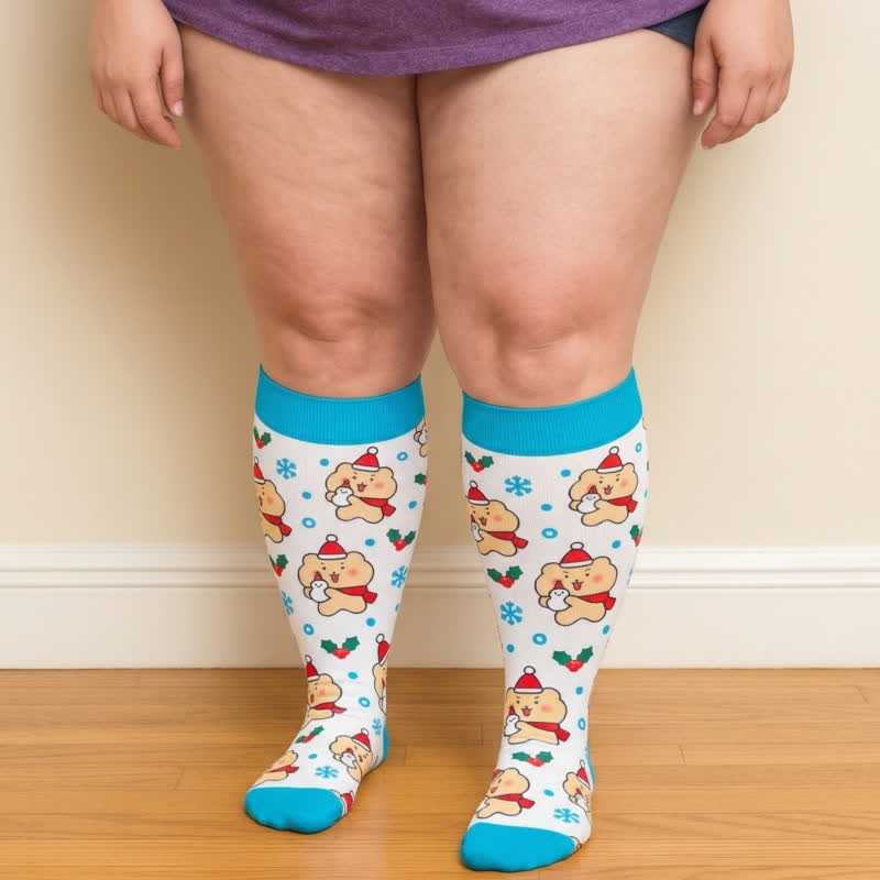 Plusock Plus Size Christmas Bear Compression Socks - image 3