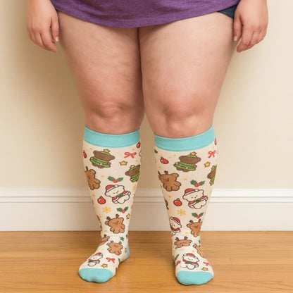 Plusock Plus Size Christmas Bear Compression Socks - image 2